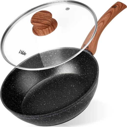 Sartén de granito con tapa de cristal GRANITICA WOOD 24 cm, 2,2 l