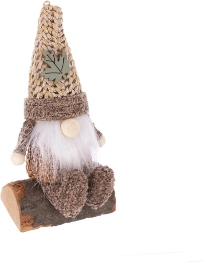 Duende decorativo de madera y textil en color beige