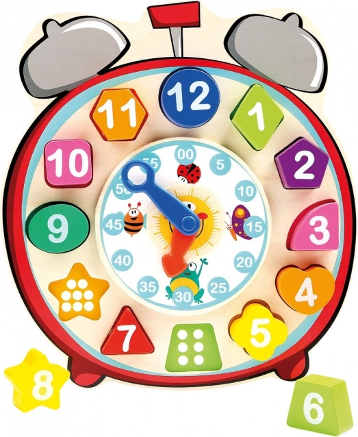 Reloj educativo de encaje de madera Bino para aprender la hora