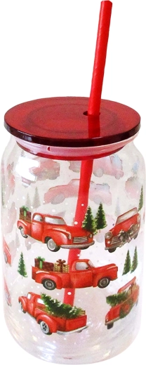 Vaso con pajita TORO 480 ml con motivo navideño