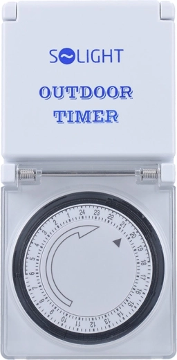 Interruptor temporizador mecánico para exteriores Solight, 24 horas