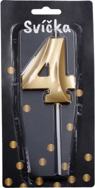 Vela de fiesta número 4 dorada
