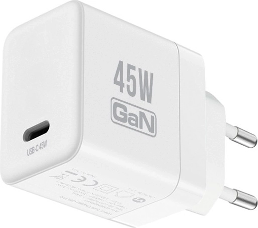 Crong ultra compact GaN cargador de red USB-C 45 W PD 3.0 con PPS blanco
