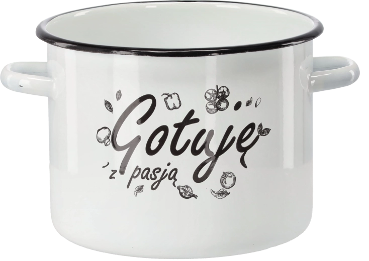 Olla esmaltada 5,5 l, 22 cm, blanca – «Cocino con pasión»