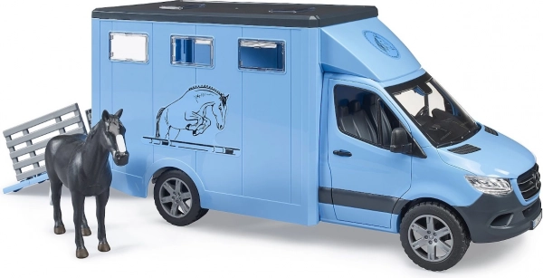 Bruder mercedes‑benz sprinter transportador de caballos con figura