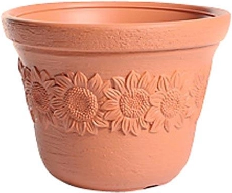 Maceta SUNNY 30 cm color ladrillo con decoración