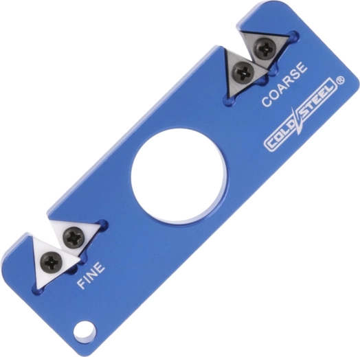 Afilador de bolsillo portátil 2 en 1 de aluminio, azul