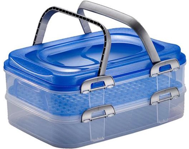 Caja de picnic de plástico con 2 niveles 40 × 30 × 18 cm