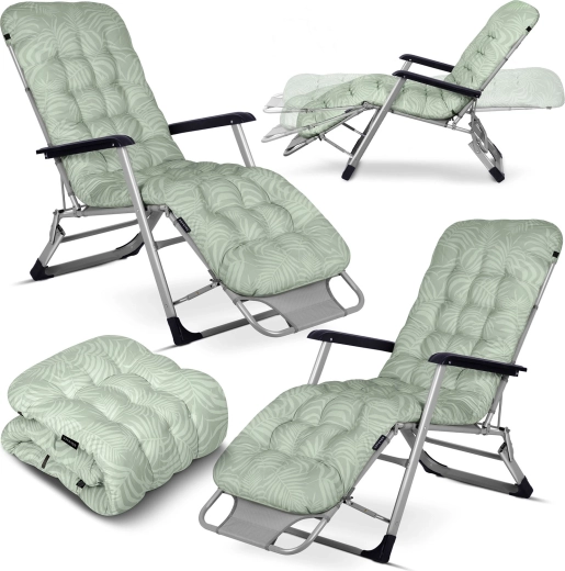 Tumbona de jardín plegable con cojín SOFOTEL ChillWell, set de 2 uds., verde claro