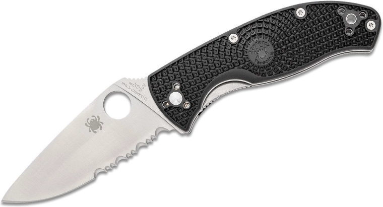 Navaja plegable Spyderco Tenacious Lightweight, hoja parcialmente serrada 8,6 cm, FRN negro