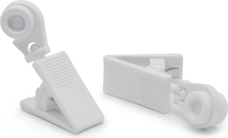Pinza decorativa blanca para cortinas con corredera - 1 unidad