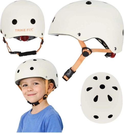Casco infantil de ciclismo Trike Fix con LED, ajustable, talla S 48–54 cm, beige