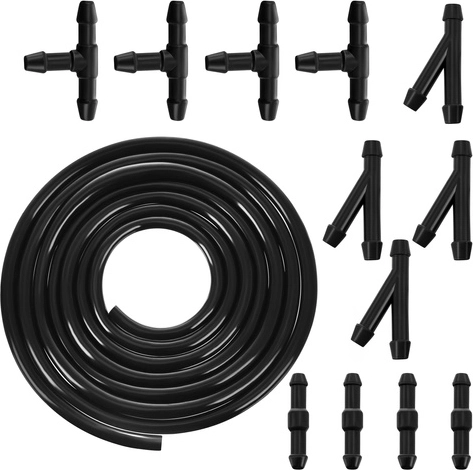 Kit de reparación de lavaparabrisas XTROBB – manguera de PVC 2 m, diámetro 4/5 mm, conectores en T e Y, negro