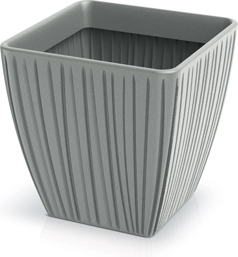 Macetero de plástico Fero Square 40 cm, gris hormigón