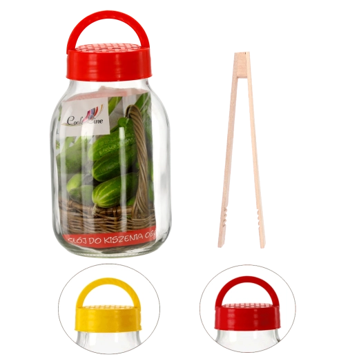 Tarro de vidrio de 3 l con tapa de plástico y accesorios