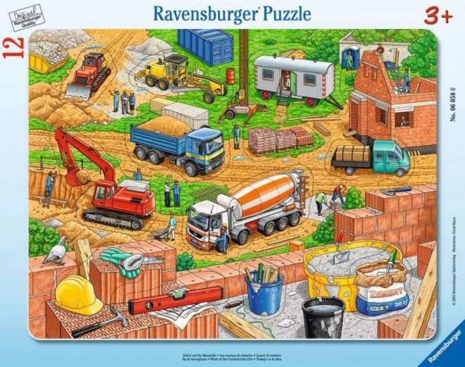 Puzle de 12 piezas en marco – qué pertenece aquí, obra de construcción de RAVENSBURGER