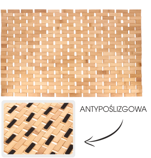 Alfombra de baño de bambú Barbados 50 × 70 cm