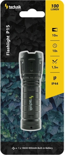 Linterna de bolsillo Technik MT-P15 con LED XPE, micro‑USB y estroboscopio