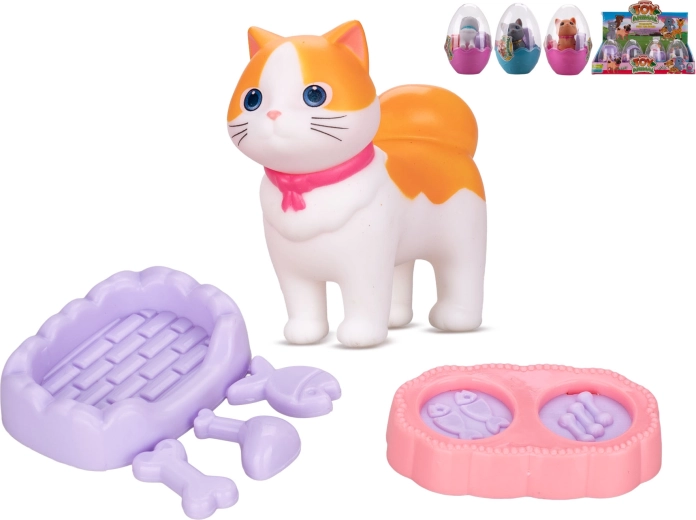 Figura de gatita en un huevito con accesorios