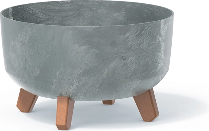 Maceta Gracia Low con efecto hormigón, diámetro 28,5 cm, gris