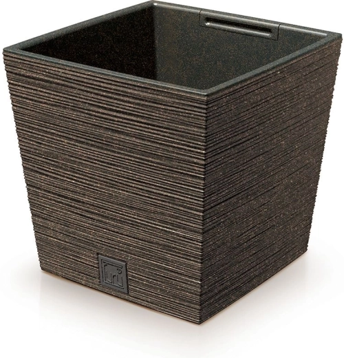 Maceta Furu Square Low Eco Wood con inserto 24 cm – café