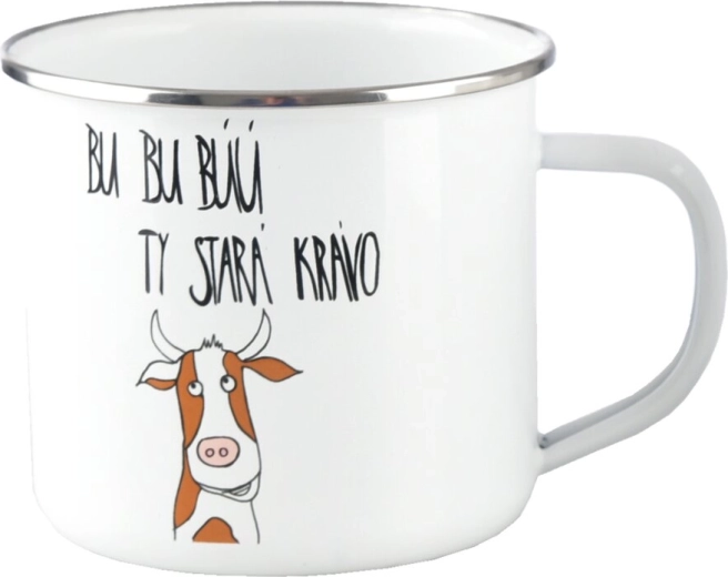 Taza esmaltada blanca “Bu, bu…” 500 ml