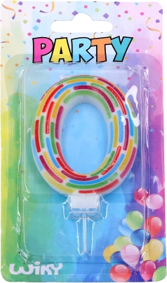 Vela de fiesta número 0 con rayas