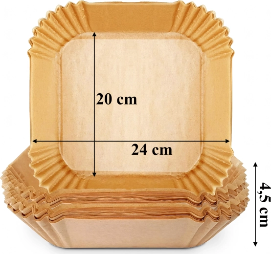 Forros de papel para freidora de aire (Air Fryer) 20 × 20 cm, 100 uds.