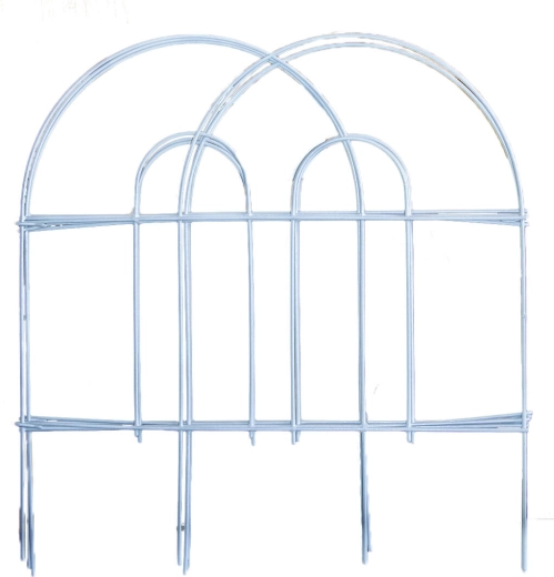 Valla de jardín metálica con relleno de PH 45 cm × 3 m, blanca (7 uds)