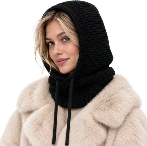 Pasamontañas de invierno para mujer 3 en 1 Glimz negro