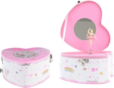 Joyero musical con bailarina – corazón, rosa