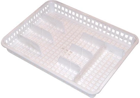 Bandeja organizadora ancha para cubiertos de plástico 35 × 26 × 4,5 cm, blanca
