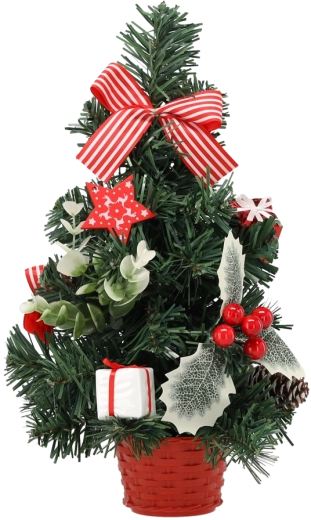 Abeto navideño artificial de 30 cm en maceta roja