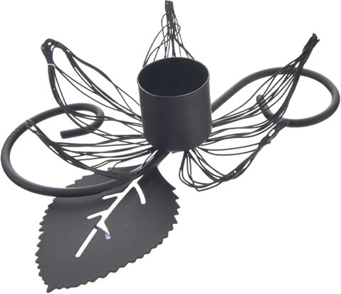 Candelero metálico flor negro
