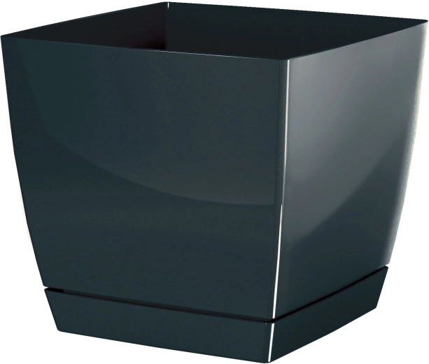 Maceta Coubi Square con plato 10 cm grafito
