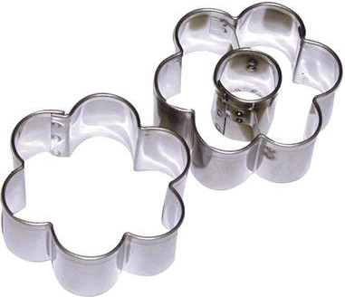 Cortadores de acero inoxidable flor con centro 4 cm, set de 2 uds