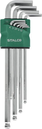 Stalco juego de llaves Allen HEX 1,5–10 mm, extendidas con bola, 9 uds