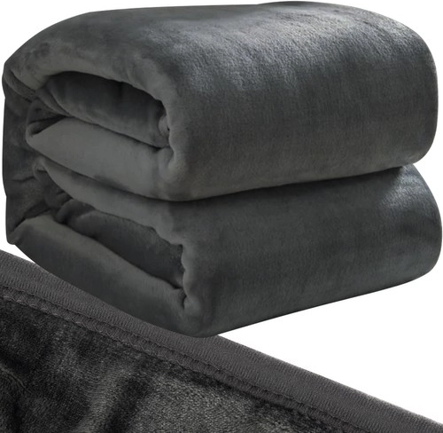 Manta de microfelpa gris suave y cálida 160 × 200 cm RUHHY