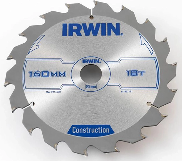 Disco de sierra 160 mm, 18 dientes, corte fino IRWIN