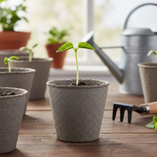 Macetas de papel biodegradables para cultivar plantones Ø 8 cm, redondas – 10 unidades