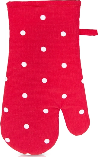 Guante de cocina de algodón con imán, rojo con lunares, 32 cm