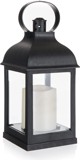Linterna solar LED negra 10 × 10 × 22 cm