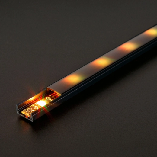 Perfil de aluminio negro en U para tiras LED