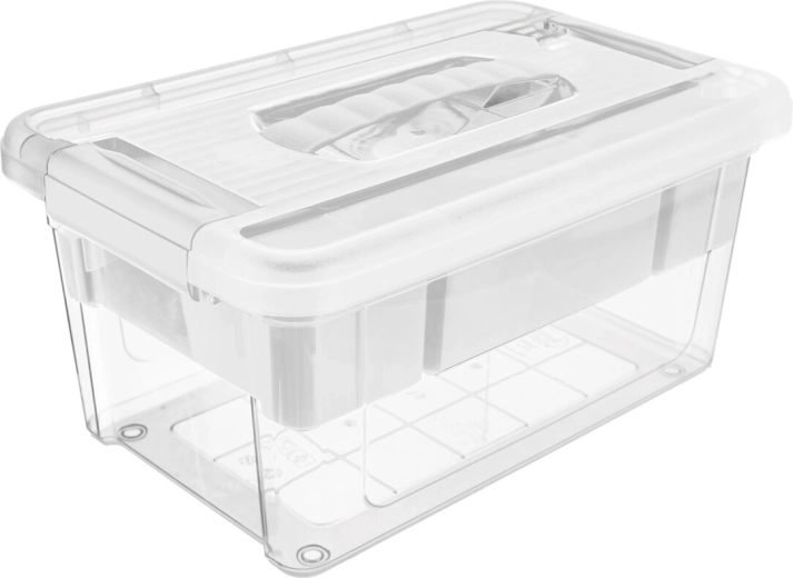 Caja de almacenamiento de plástico MULTI Stormax rectangular 9 l con organizador blanco