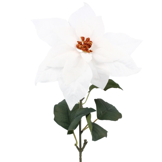 Rama artificial de flor de Pascua 72 cm blanca