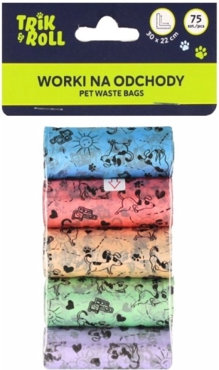 Bolsas para excrementos de perro 75 uds (4 rollos)