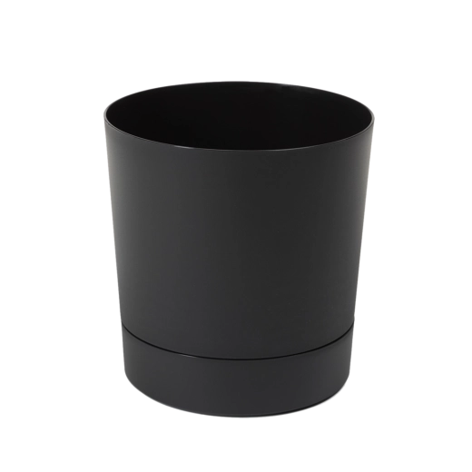 Maceta con plato integrado AURA 22,5 cm negro mate
