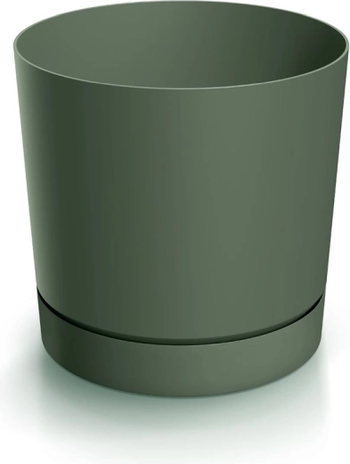 Maceta Tubo P con plato 29,2 cm – verde oscuro