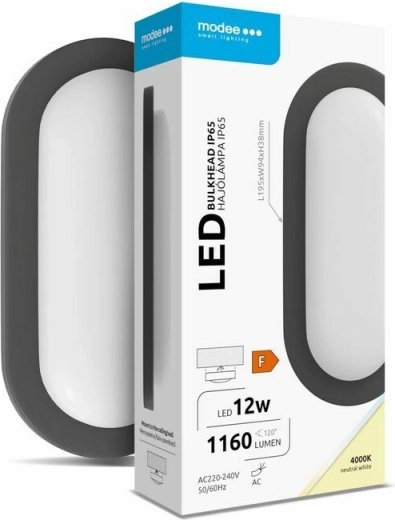 Modee LED luminaria ovalada de pared/techo 12 W 4000 K 1160 lm, negra