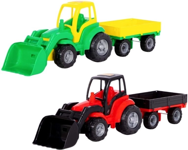 Tractor grande de plástico con remolque y pala - 1 pieza